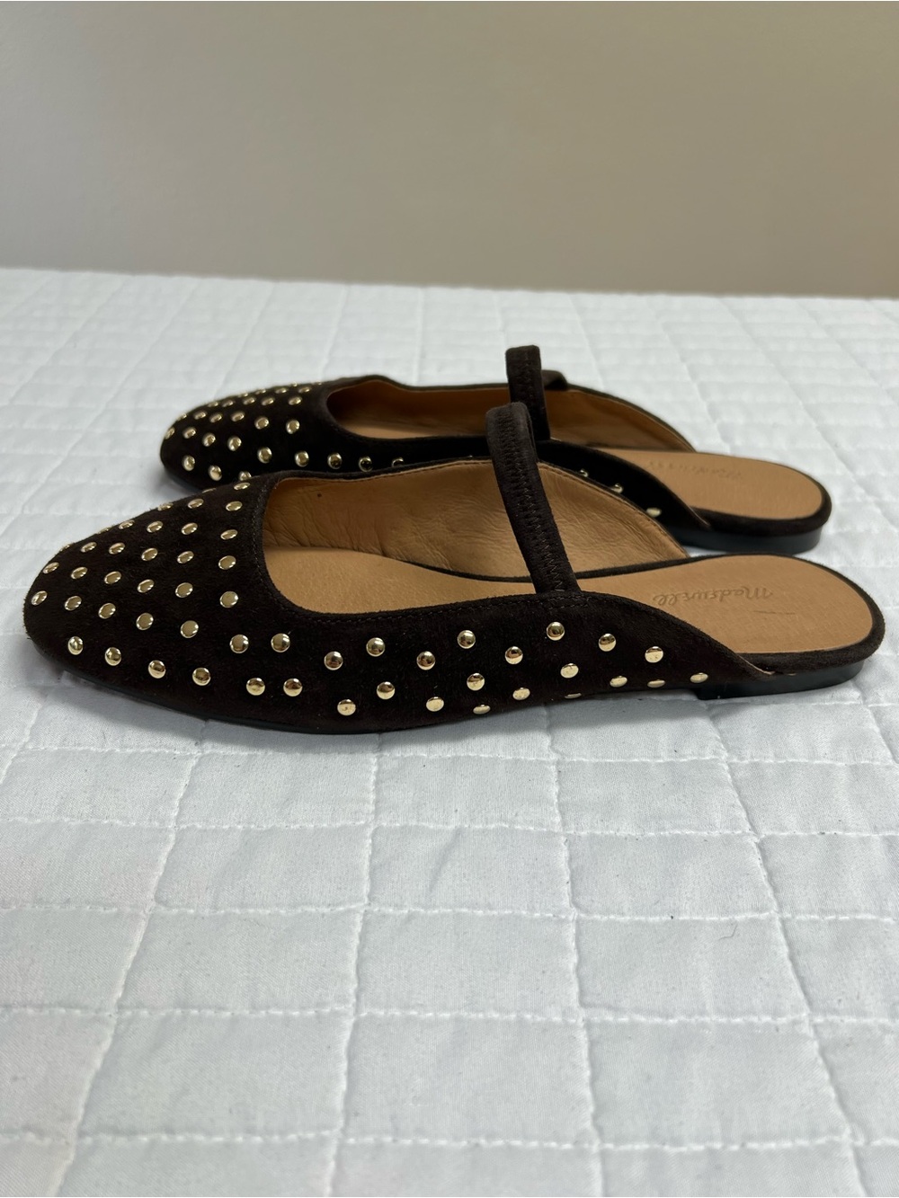 Madewell The Greta Ballet Flat Mule Studded in Dark Carob Brown Size 7 - Picture 7 of 11